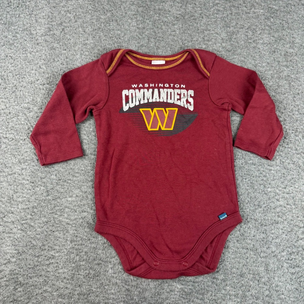 Gerber Bodysuit Baby 6-12M Burgundy Washington Commanders NFL Long Sleeve